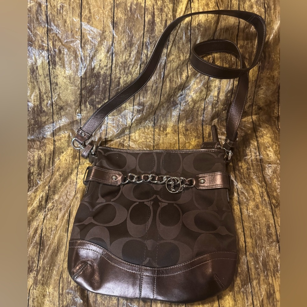 Coach Brown Crossbody Bag with Signature Monogram